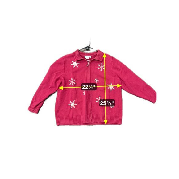 Sonoma Life Style Full Zip Cardigan Sweater Red Plus Sz 2X Snowflakes Holiday - Picture 7 of 10